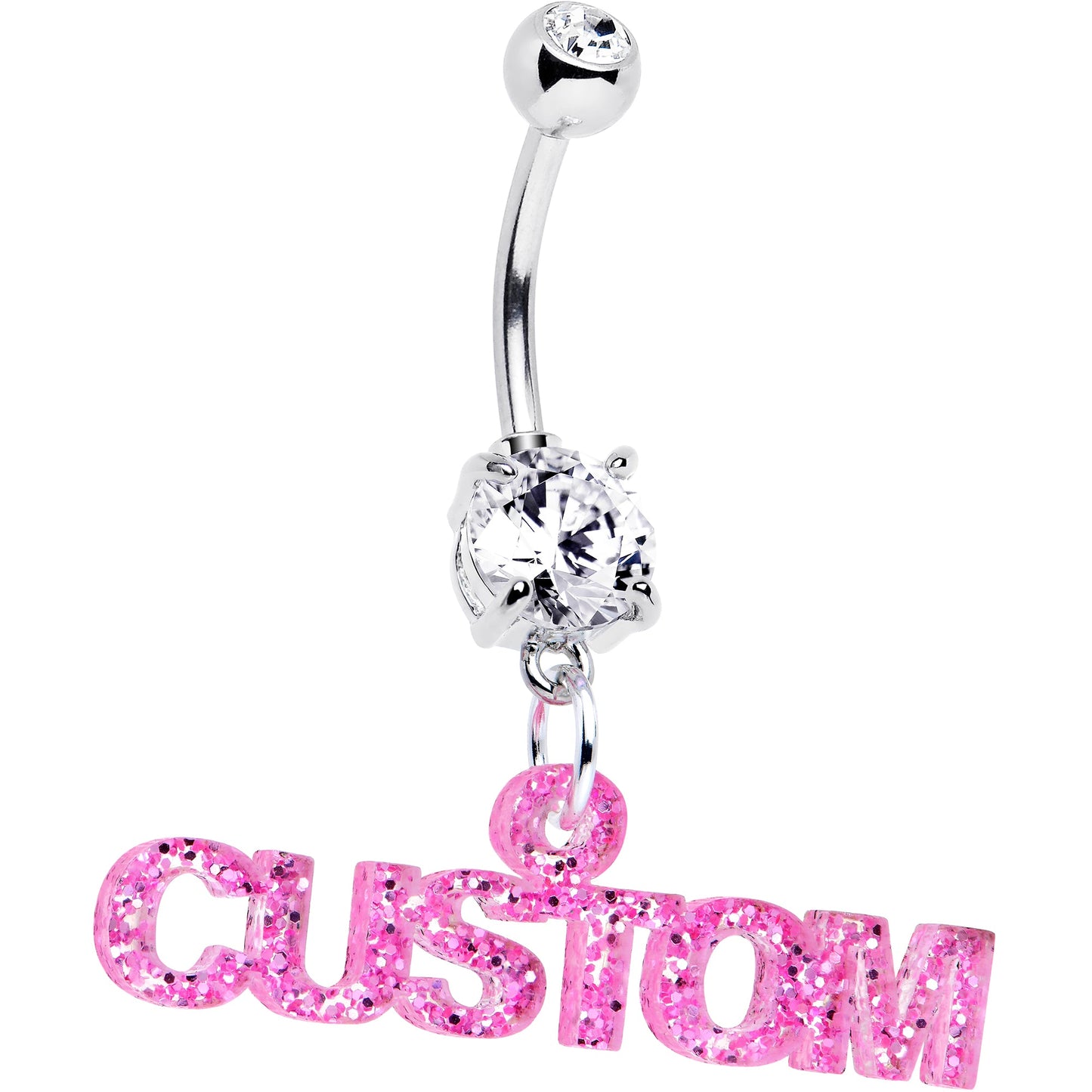 Custom Double Gem Personalized Name Belly Ring