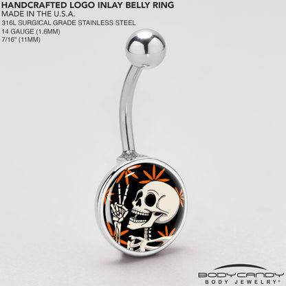 Peace Sign Skeleton Belly Ring by Onyx O