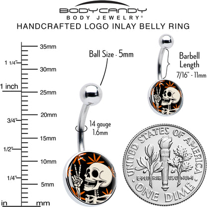 Peace Sign Skeleton Belly Ring by Onyx O
