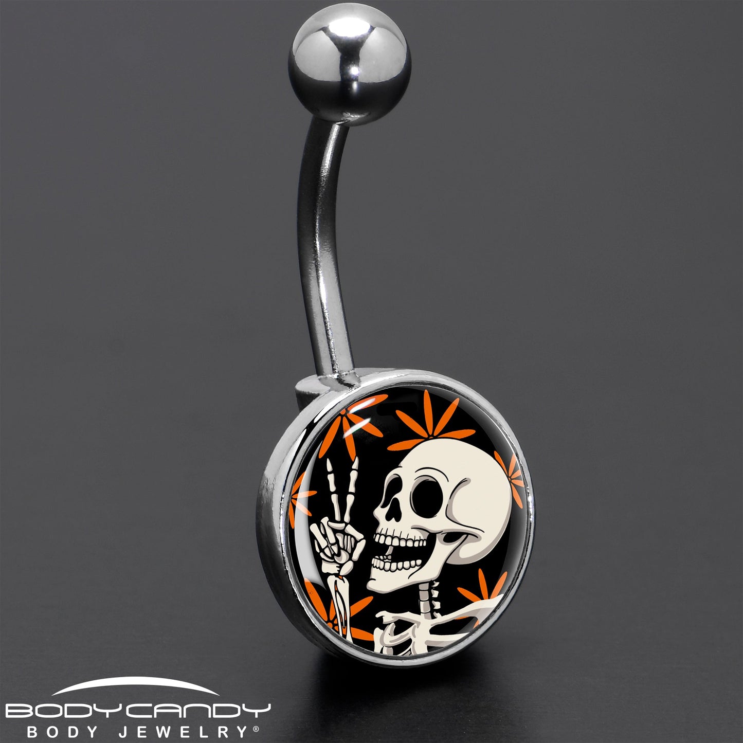 Peace Sign Skeleton Belly Ring by Onyx O