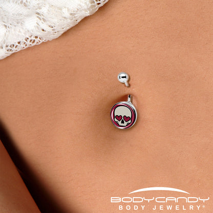 Valentine Heart Skull Belly Ring