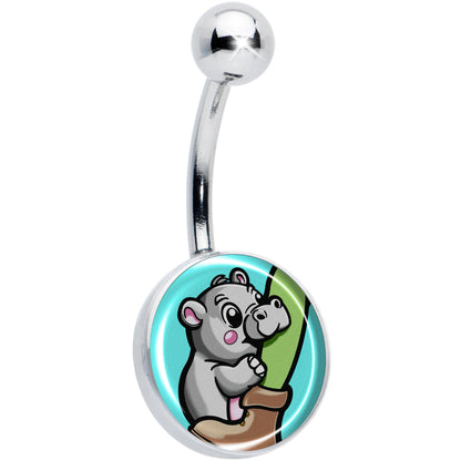 Cute Biting Baby Hippo Belly Ring