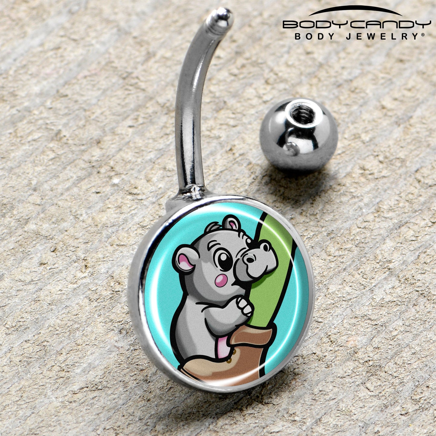 Cute Biting Baby Hippo Belly Ring