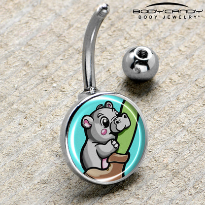 Cute Biting Baby Hippo Belly Ring
