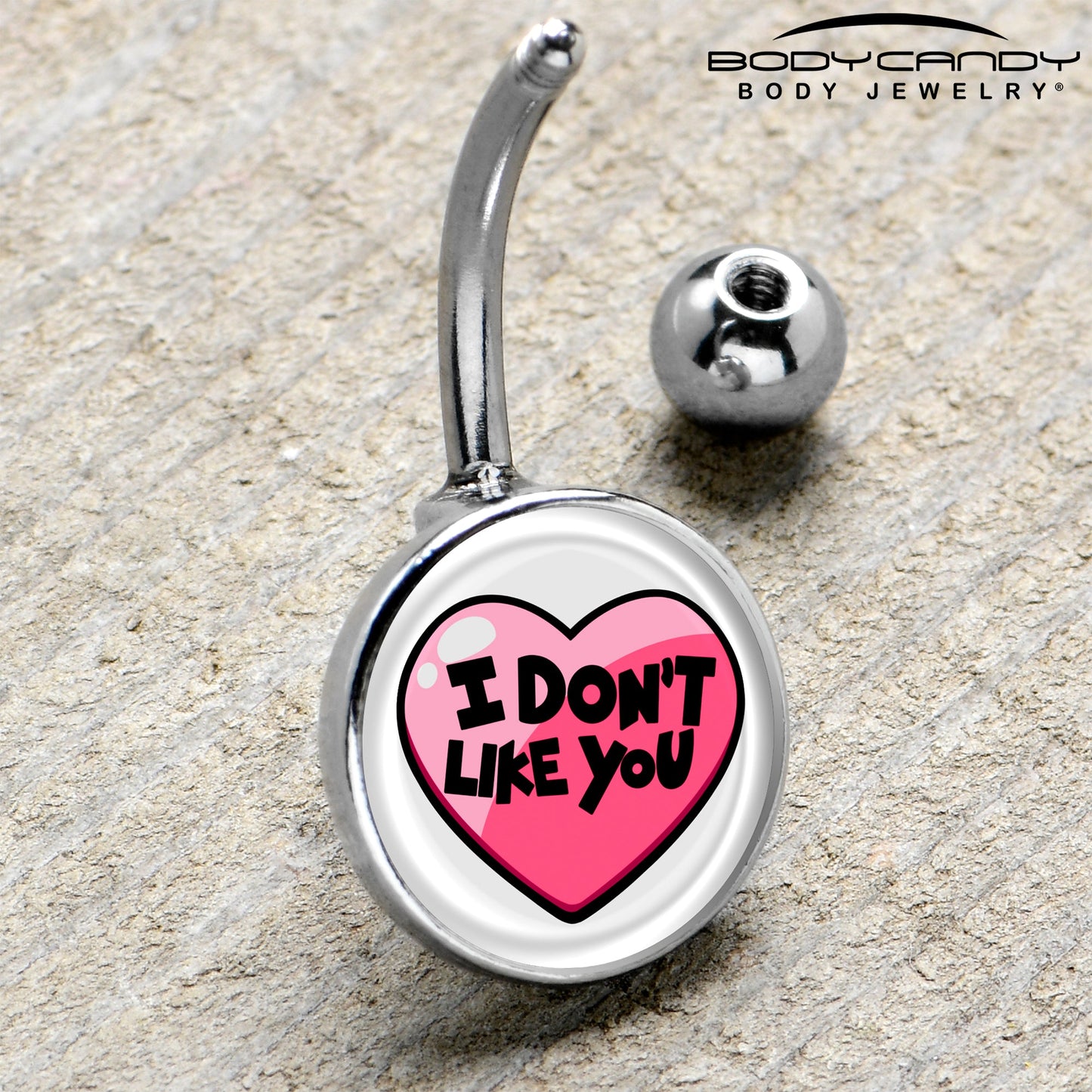 I Don't Like You Valentine Heart Belly Ring
