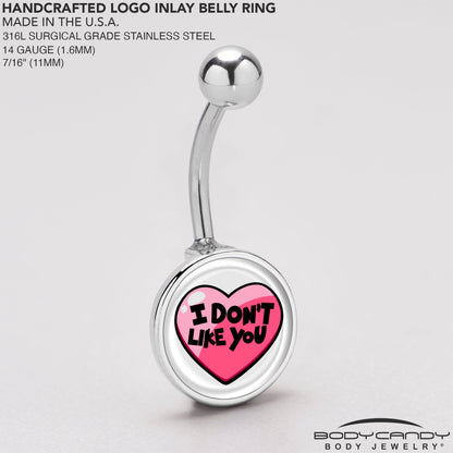 I Don't Like You Valentine Heart Belly Ring