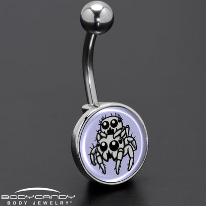 Leaping Leapfrog Spiders Belly Ring by Onyx O
