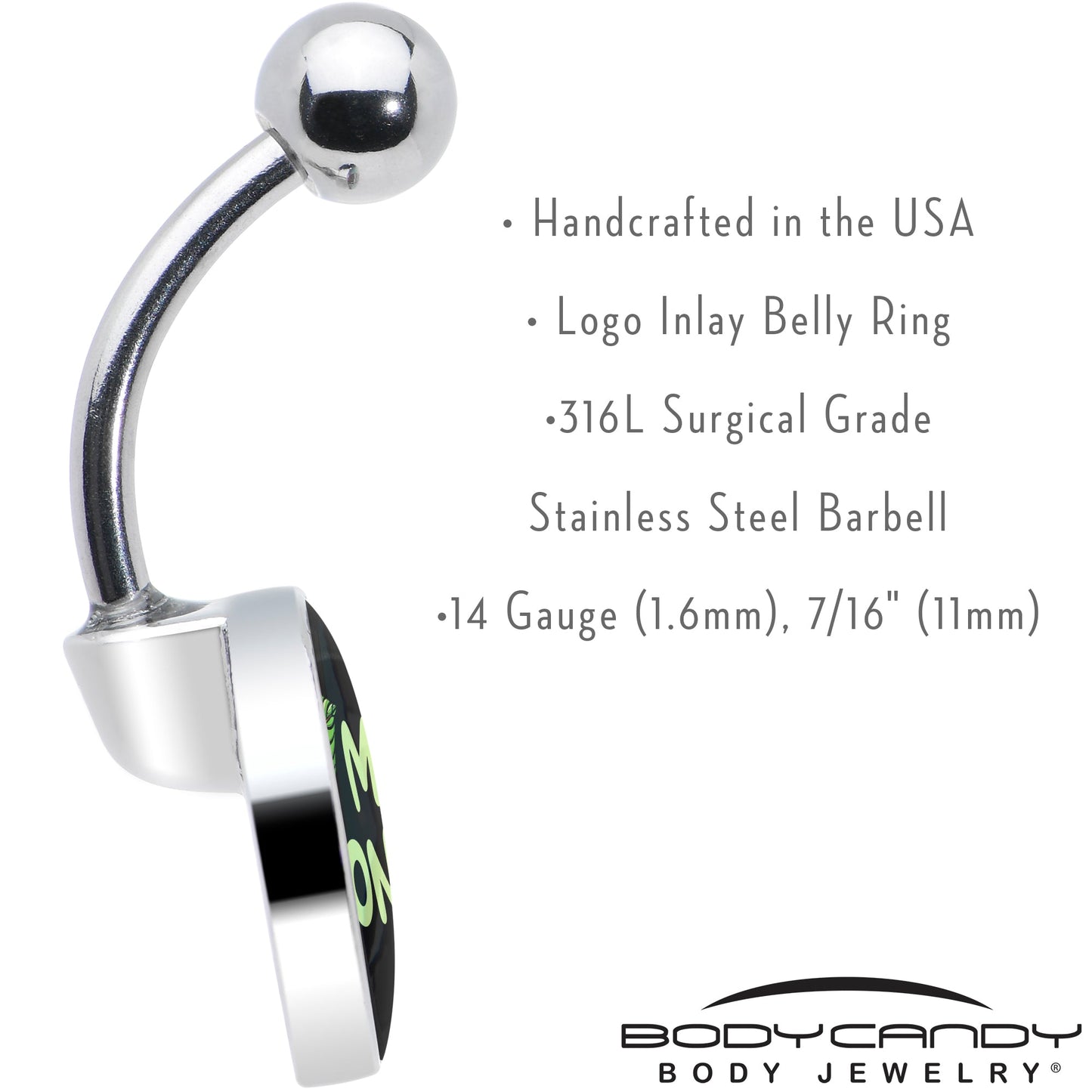 Black Green Leaf Me Alone Belly Ring by Onyx O