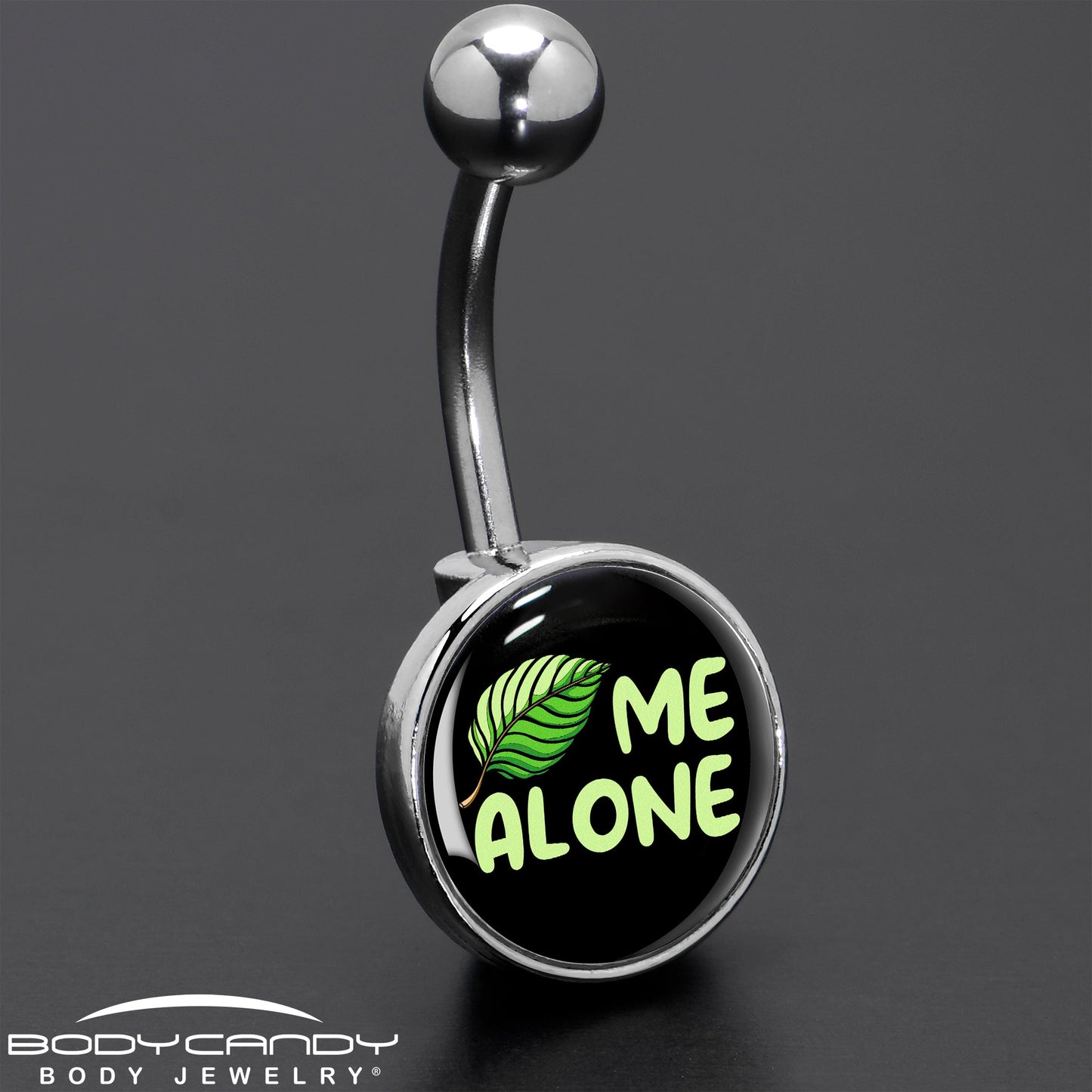 Black Green Leaf Me Alone Belly Ring by Onyx O