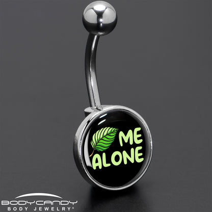 Black Green Leaf Me Alone Belly Ring by Onyx O