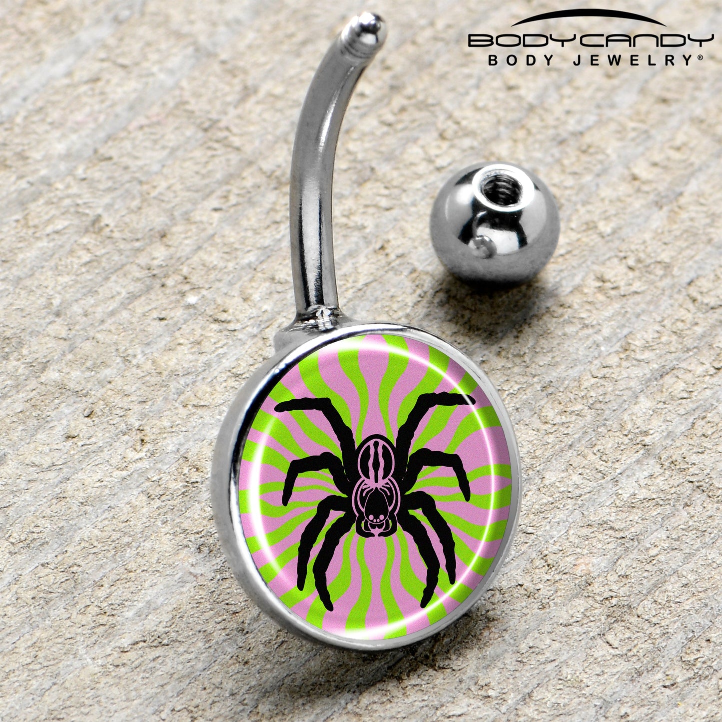 Psychedelic Spider Belly Ring by Onyx O
