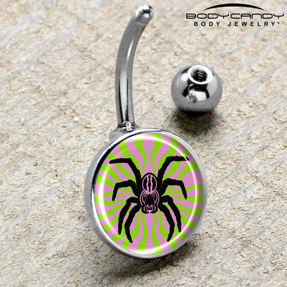 Psychedelic Spider Belly Ring by Onyx O