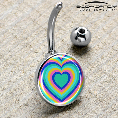 Rainbow Retro Heart Belly Ring by Onyx O