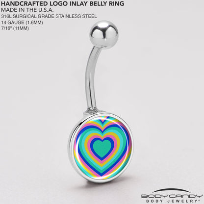 Rainbow Retro Heart Belly Ring by Onyx O