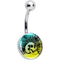 Blue Haze Sunset Skull and Palms Belly Ring by Onyx O