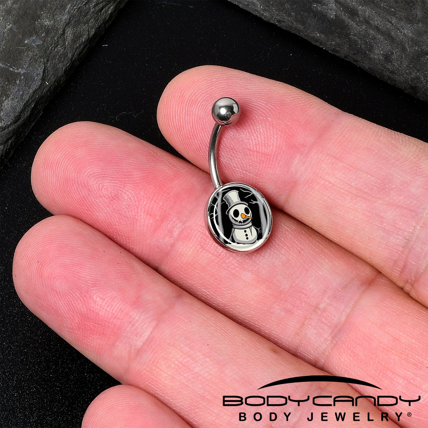 Christmas Holiday Spooky Snowman Belly Ring by Onyx O