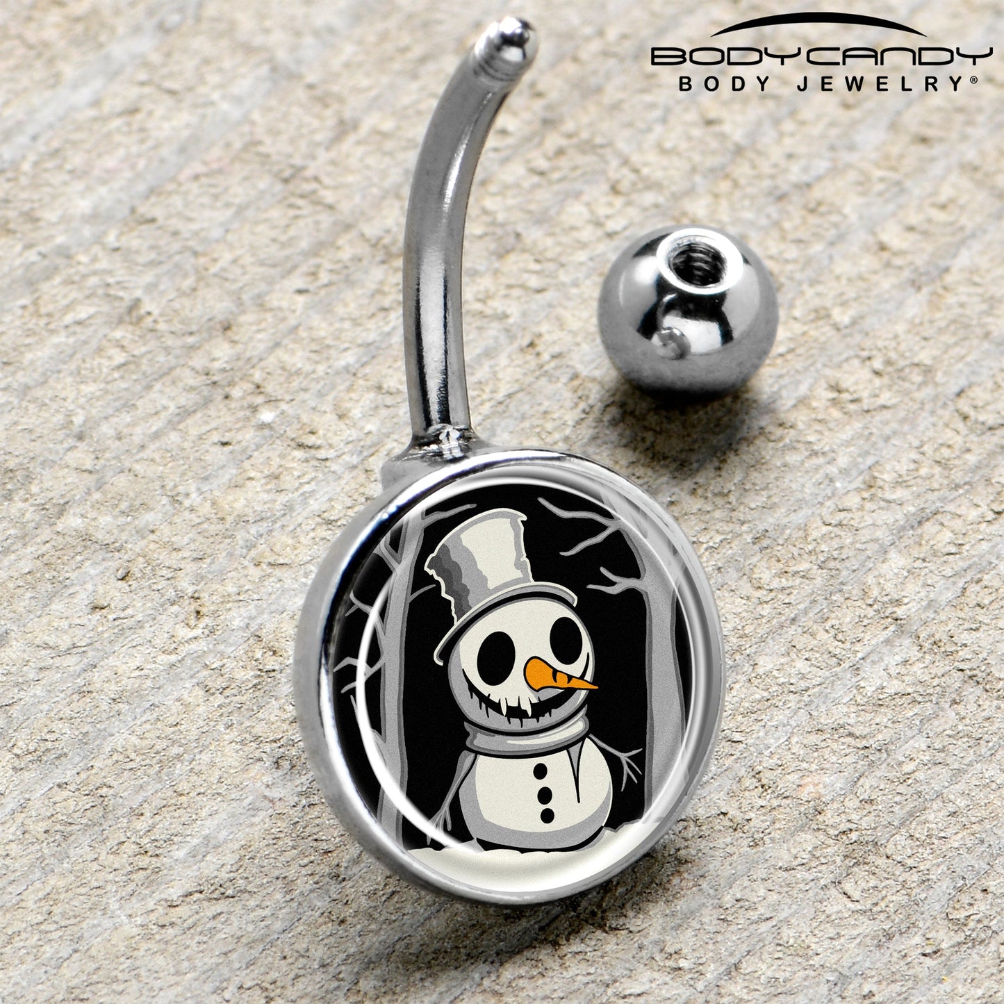 Christmas Holiday Spooky Snowman Belly Ring by Onyx O