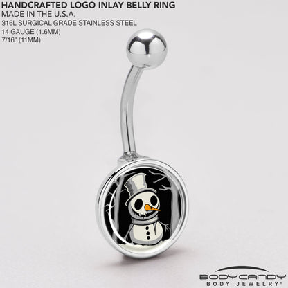 Christmas Holiday Spooky Snowman Belly Ring by Onyx O