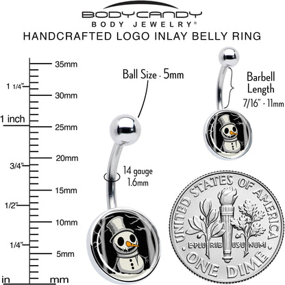 Christmas Holiday Spooky Snowman Belly Ring by Onyx O