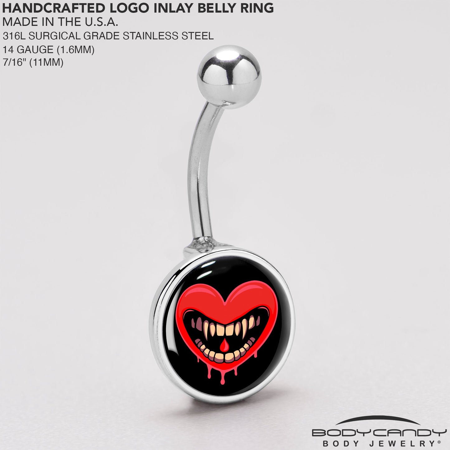 Valentine Heart Vampire Belly Ring