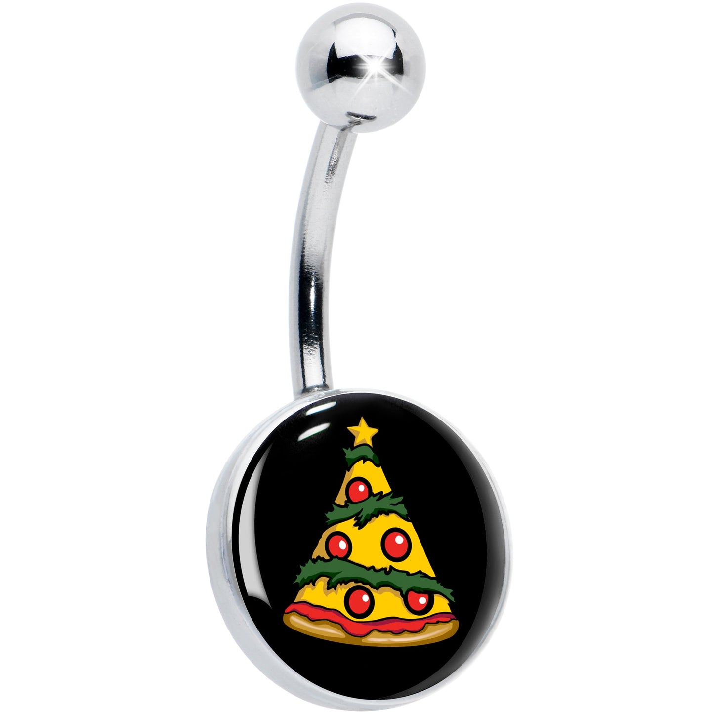 Christmas Holiday Pizza Tree Belly Ring by Onyx O