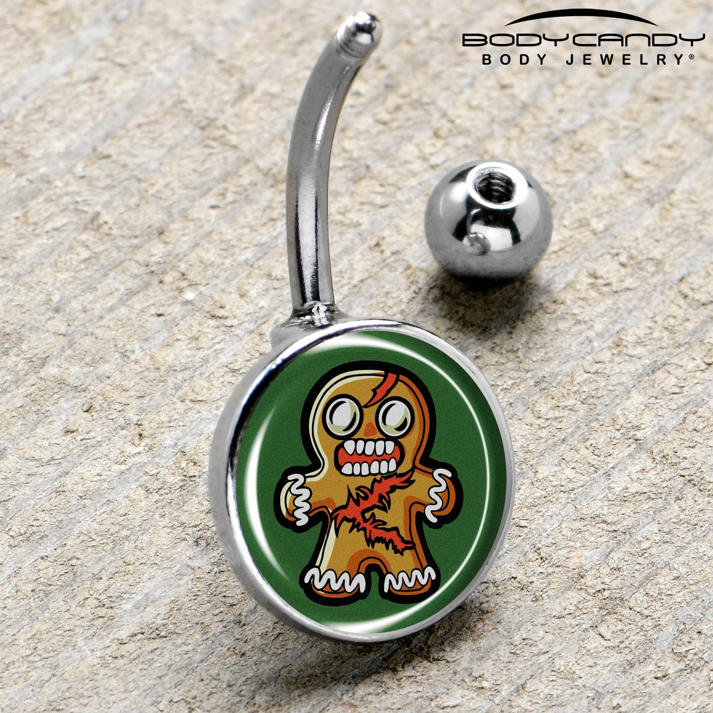 Christmas Holiday Zombie Gingergread Man Belly Ring by Onyx O