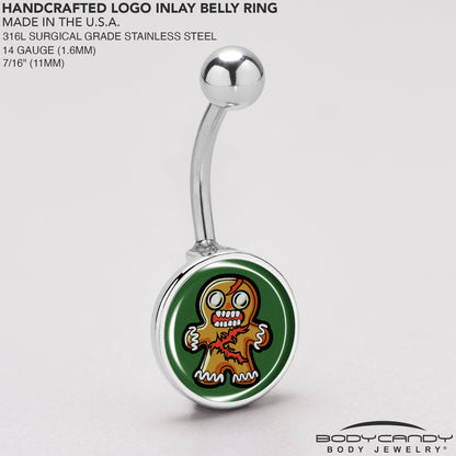 Christmas Holiday Zombie Gingergread Man Belly Ring by Onyx O