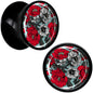 Blossom Creation Vibrant Bloom of Flowers Black Acrylic Saddle Plug Set by Onyx O