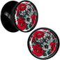 Blossom Creation Vibrant Bloom of Flowers Black Acrylic Saddle Plug Set by Onyx O