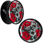 Blossom Creation Vibrant Bloom of Flowers Black Acrylic Saddle Plug Set by Onyx O