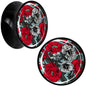 Blossom Creation Vibrant Bloom of Flowers Black Acrylic Saddle Plug Set by Onyx O