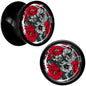 Blossom Creation Vibrant Bloom of Flowers Black Acrylic Saddle Plug Set by Onyx O