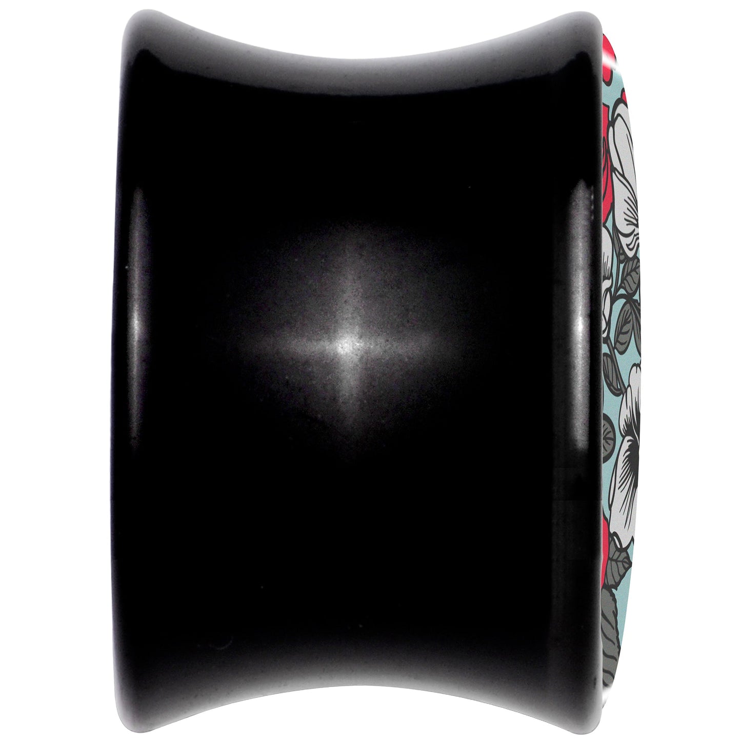 Blossom Creation Vibrant Bloom of Flowers Black Acrylic Saddle Plug Set by Onyx O