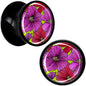 Blossom Creation Tropical Floral Flowers Black Acrylic Saddle Plug Set by Onyx O