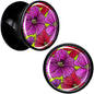 Blossom Creation Tropical Floral Flowers Black Acrylic Saddle Plug Set by Onyx O