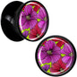 Blossom Creation Tropical Floral Flowers Black Acrylic Saddle Plug Set by Onyx O