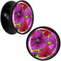 Blossom Creation Tropical Floral Flowers Black Acrylic Saddle Plug Set by Onyx O