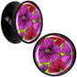 Blossom Creation Tropical Floral Flowers Black Acrylic Saddle Plug Set by Onyx O