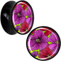Blossom Creation Tropical Floral Flowers Black Acrylic Saddle Plug Set by Onyx O