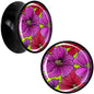 Blossom Creation Tropical Floral Flowers Black Acrylic Saddle Plug Set by Onyx O