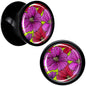 Blossom Creation Tropical Floral Flowers Black Acrylic Saddle Plug Set by Onyx O
