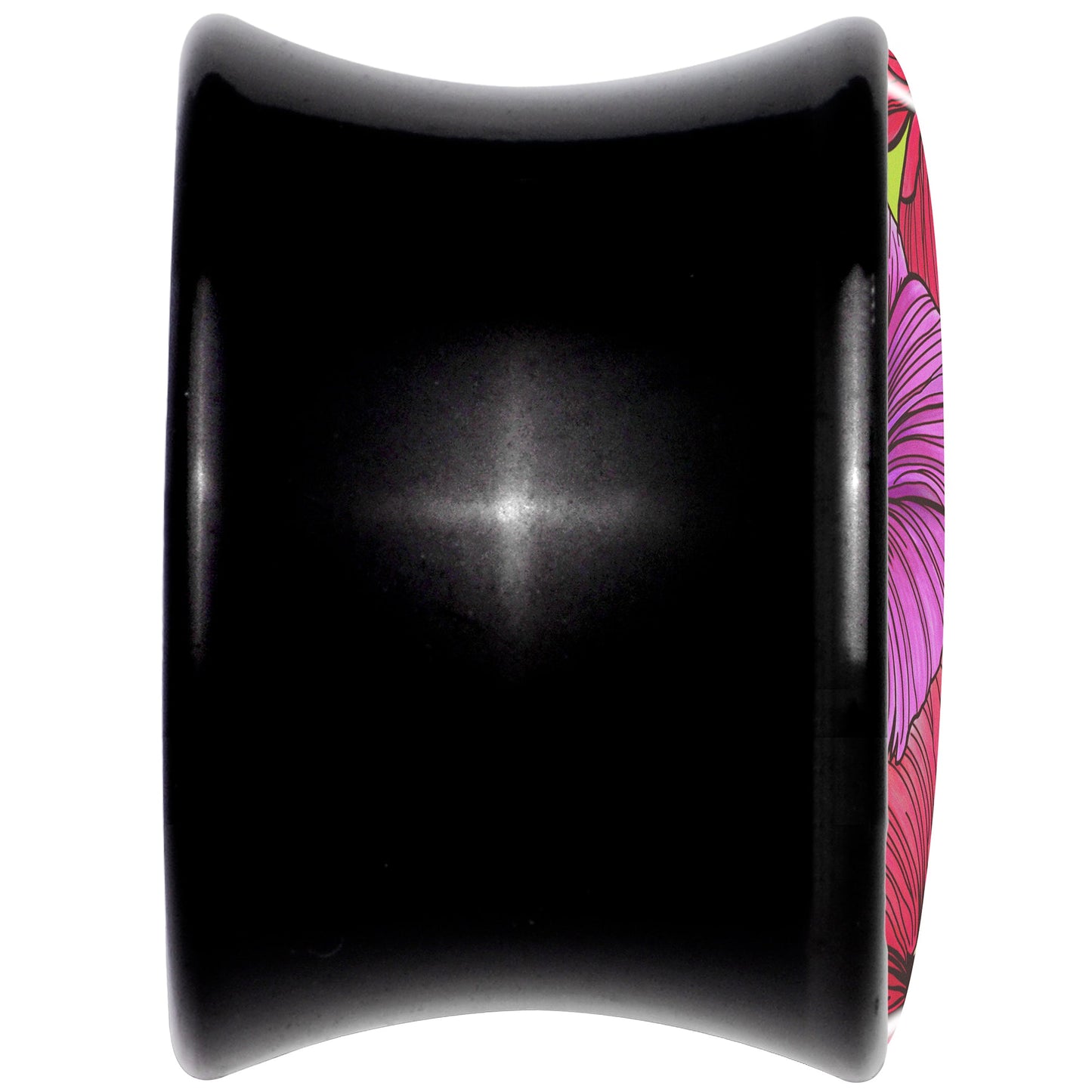 Blossom Creation Tropical Floral Flowers Black Acrylic Saddle Plug Set by Onyx O