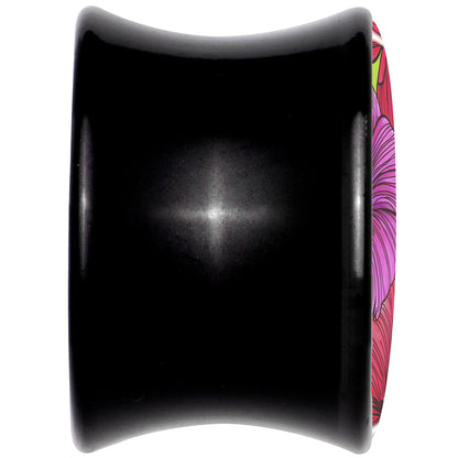 Blossom Creation Tropical Floral Flowers Black Acrylic Saddle Plug Set by Onyx O