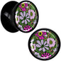 Blossom Creation Paradise of Pink Flowers Black Acrylic Saddle Plug Set by Onyx O