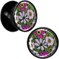 Blossom Creation Paradise of Pink Flowers Black Acrylic Saddle Plug Set by Onyx O