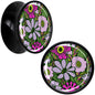 Blossom Creation Paradise of Pink Flowers Black Acrylic Saddle Plug Set by Onyx O