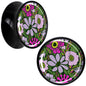 Blossom Creation Paradise of Pink Flowers Black Acrylic Saddle Plug Set by Onyx O