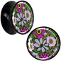 Blossom Creation Paradise of Pink Flowers Black Acrylic Saddle Plug Set by Onyx O
