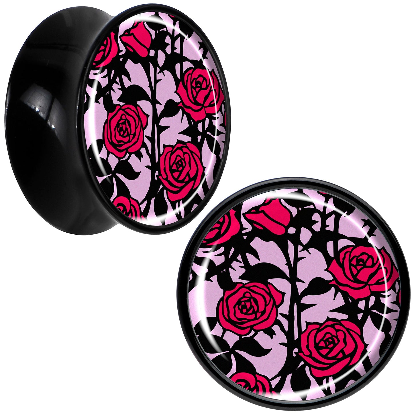 Blossom Creation Floral Love of Roses Black Acrylic Saddle Plug Set by Onyx O