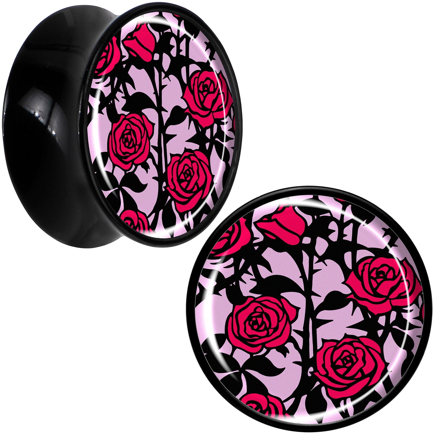 Blossom Creation Floral Love of Roses Black Acrylic Saddle Plug Set by Onyx O